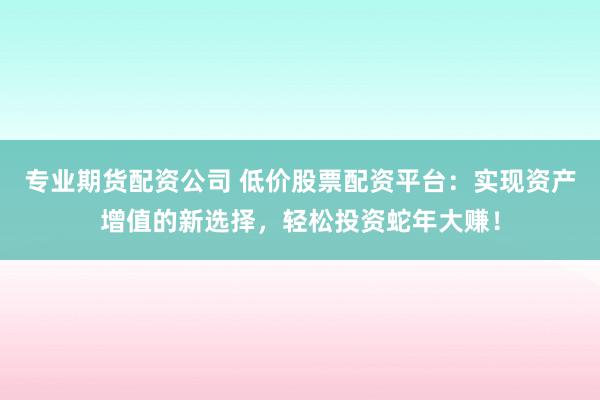 专业期货配资公司 低价股票配资平台：实现资产增值的新选择，轻松投资蛇年大赚！