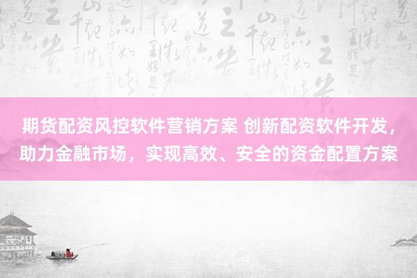 期货配资风控软件营销方案 创新配资软件开发，助力金融市场，实现高效、安全的资金配置方案