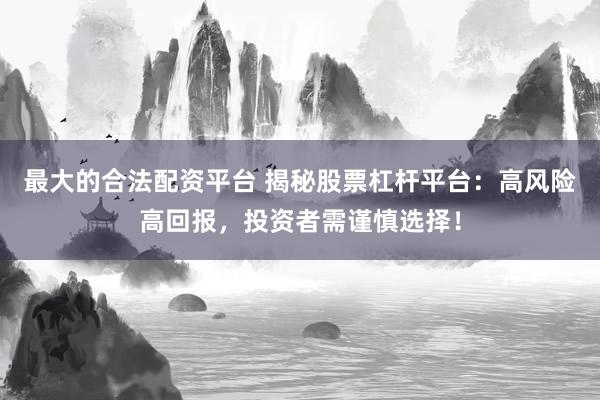 最大的合法配资平台 揭秘股票杠杆平台：高风险高回报，投资者需谨慎选择！